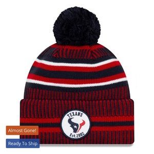 Houston Texans New Era Cap Stocking Hat Knit Beanie w Pom Sideline 100 Years NFL